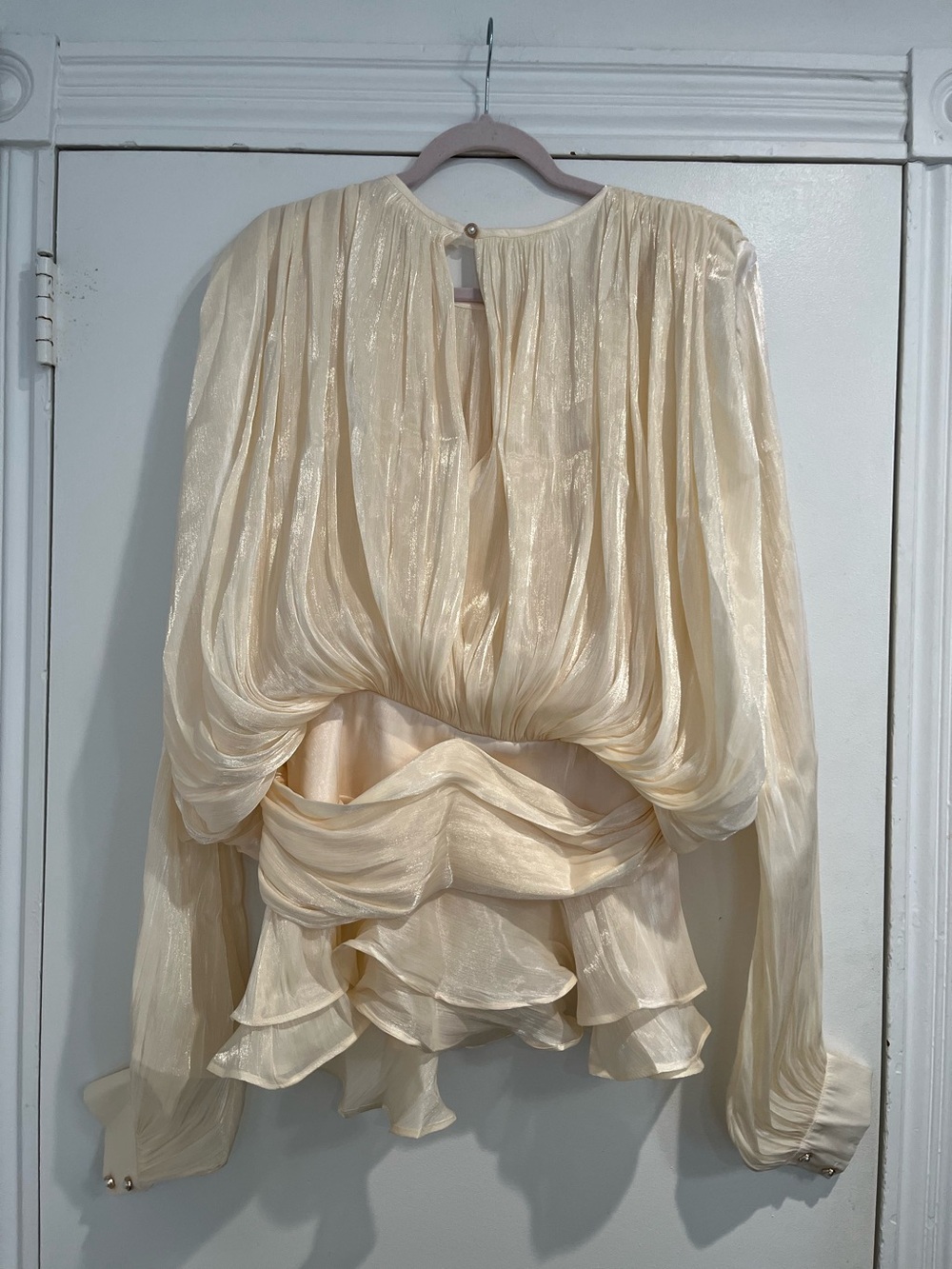 Miss Rosier Cream Pleated & Ruffled Eugenie Mini Dress Sz. M NWT - Picture 4 of 15